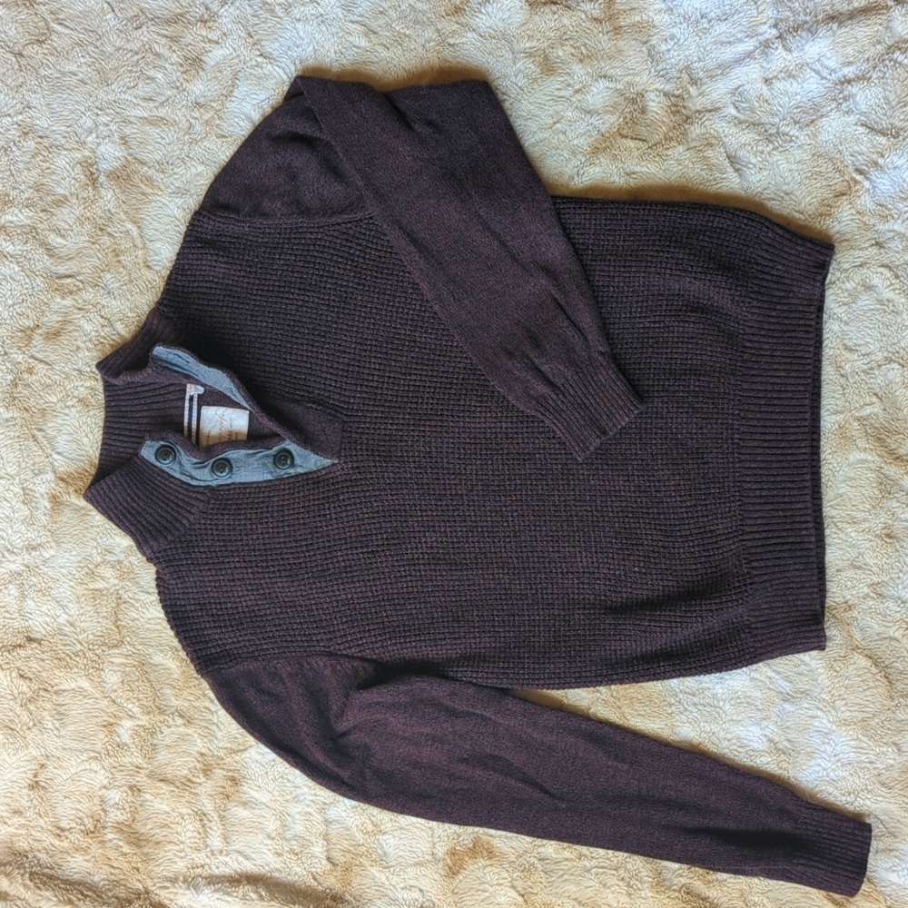 Weatherproof Vintage Original Sweater Men's Maroon and Black Sweater 100% Cotton